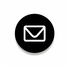 Circular dark gray icon with a white envelope symbol representing email contact